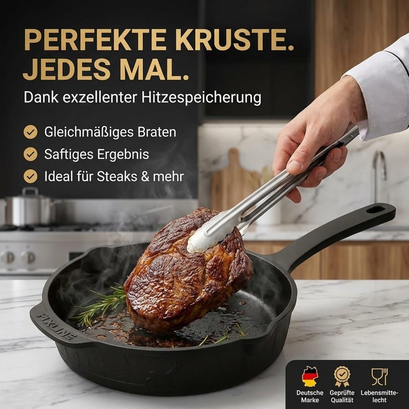 FIXLINE® Gusseisenpfanne – für die perfekte Kruste beim Steak