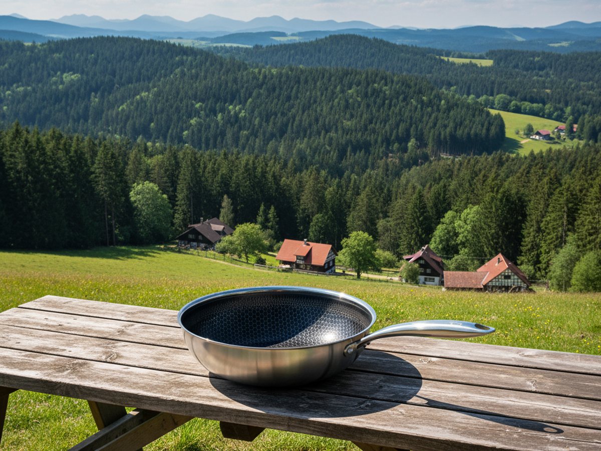 FIXLINE Wok auf einem Holztisch im Schwarzwald
